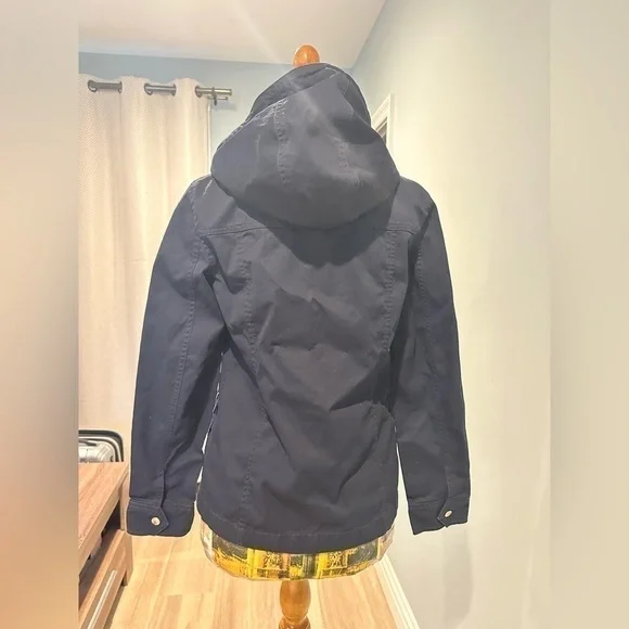 J Crew Factory Women’s Navy Blue Resin Coated Twill Field Jacket XS - Picture 4 of 9